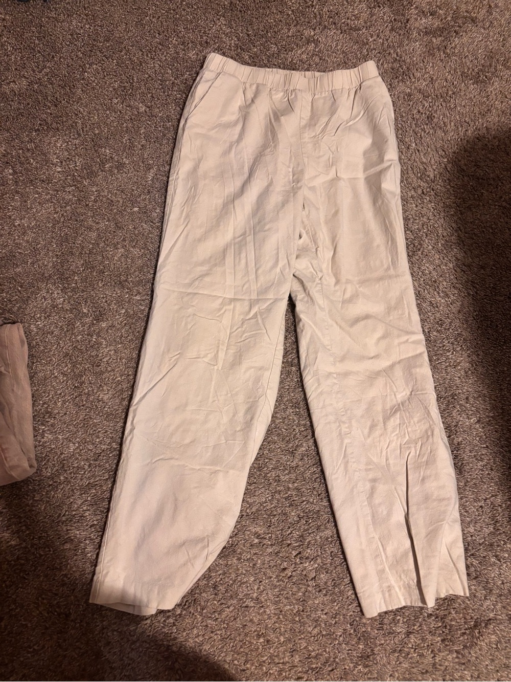 NaKd linen Elastic-Waist Cream Pants double lined